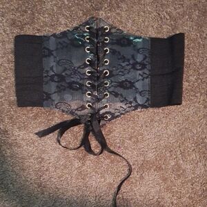 Black Gothic Lace-Up Corset Belt